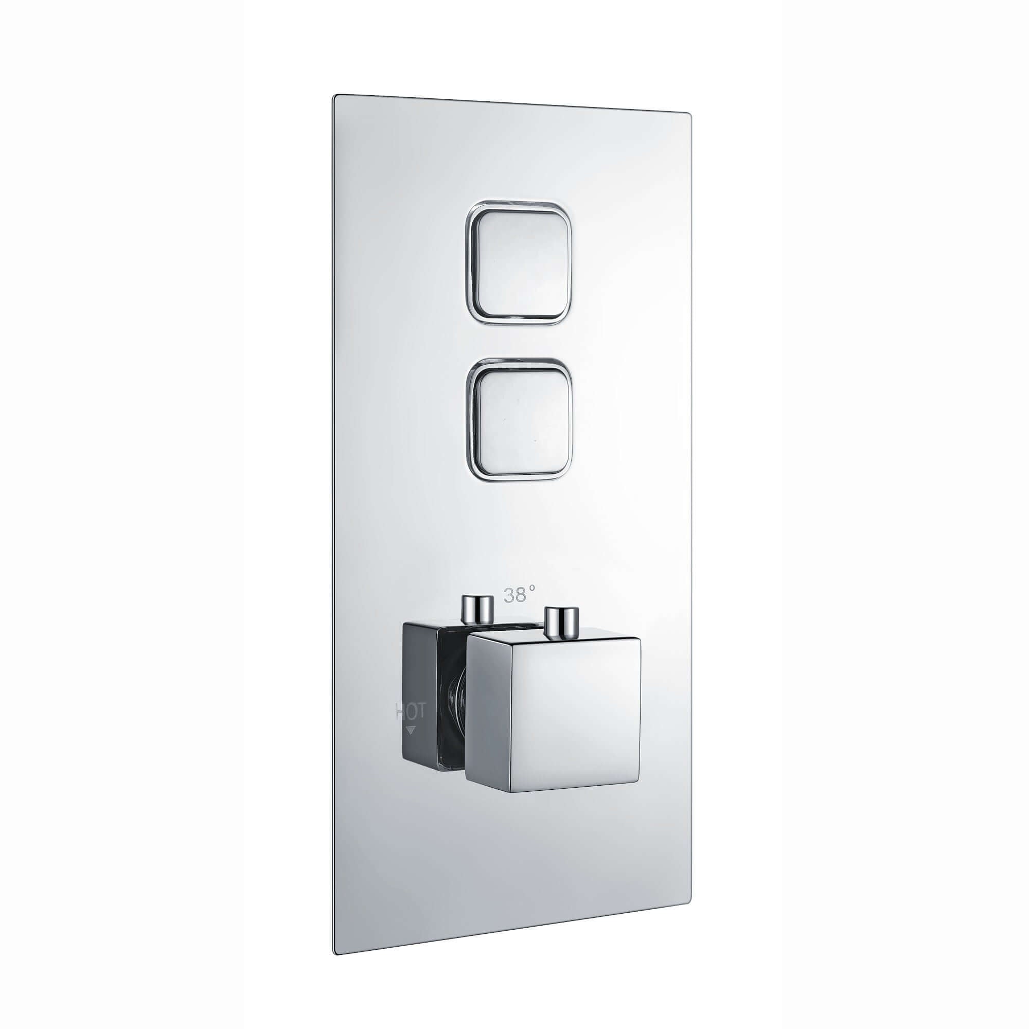 Buy Milan square push button concealed thermostatic shower valve with 2 outlets - chrome Online UK | HOUSE OF ENKI